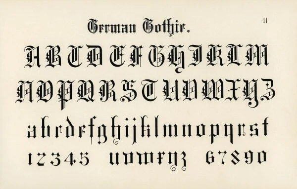 Gotische Schriftzüge für individuelle T-Shirts